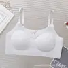 Calcinha de Seda Gelada Sem Marcas Copo Totalmente Fixo para Meninas Alça de Ombro Ajustável Confortável Leve Efeito Push-up Adolescente Ensino Médio Sutiã