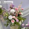 Arranjo de Flores Artificiais Estilo Monet para Exterior Flores de Solo Rosa Púrpura Decoração de Fundo de Casamento Layout Flores para Caminho de Casamento Banquete de Noivado