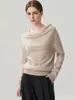 Suéter de cachemira para mujer, estilo francés, corte holgado, manga murciélago, top de punto liso simple