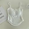 Camisola feminina com almofada no peito para primavera e verão Roupa íntima de assentamento Sutiã de uma peça Top 2024 Novo estilo