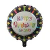 Nuevo globo de película de aluminio redondo de 18 pulgadas con letras de Cumpleaños impresas, animal de caricatura, pastel de cumpleaños, globo de película de aluminio espacial