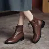 Lujo ligero artículo popular Chengdu caza de gangas de zapatos~Retro francés estilo europeo y americano piel de vaca de capa superior tacón de bloque 4 cm botines Chelsea 2026
