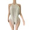Baile Europeo y Americano Sexy Brillante Pedrería Elástico Lentejuelas Borla Mono Ropa de Performance de Escenario Performance Comercial Regalo Transfronterizo