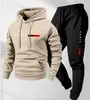 Sudadera con Capucha de Pulóver Nueva para Hombre 2026 con Letras de Logo Estampadas, Sudadera tipo Chaqueta Holgada, Conjunto de Sudadera de Manga Larga y Pantalones Largos