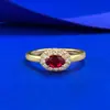 Transmisión en Vivo de Joyería Mu Jing de Nuevo Anillo Ovalado de Plata S925 de 4*6mm Color Rojo Sangre de Paloma, Versátil para Uso Diario, Popular en Xiaohongshu, Transfronterizo