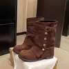 Botas de Cano Curto Vintage com Salto Grosso Aumentadoras de Altura 2026 Novo Estilo Botas Plataforma para Mulheres Baixas Botas de Moda Primavera e Outono