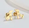 Novos Brincos de Aço Inoxidável com Recorte de Animal Cartoon Cão Lobo Tigre Koala Porco Esquilo Pássaro Pombo de Comércio Exterior