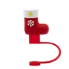 Tapas de Silicona para Popotes de Dibujos Animados Navideños 3D de Gran Venta Transfronteriza en Stock, Tapones a Prueba de Polvo para Vasos de Té de Leche, Cubiertas para Popotes, Accesorios para Popotes