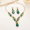 Conjunto de Brincos e Colar Gota Cravejados de Diamantes de Luxo Vintage Moda Versátil Joias Exageradas de Nicho para Mulheres com um Toque de Alto Padrão