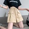 2024 Nuevo Estilo Coreano Adelgazante Cintura Alta Pierna Ancha Pantalones Cortos Hot Pants Combinables Pantalones Casuales Polvo Frambuesa Shorts de Trabajo Verano para Mujer