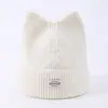 Gorro de Punto para Mujer con Orejas de Gato, Circunferencia de Cabeza Grande, Adelgazante Facial, Protección para los Oídos, Cálido y a Prueba de Frío, Gorro de Lana Engrosado para Otoño e Invierno