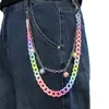 Corrente de Calça Ultra-Leve de Resina de Camada Dupla Colorida Europeia e Americana, Corrente de Calça com Pingente Acessório Dopamina de Acrílico Colorido de Alta Transparência