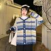 NUNBAI outono e inverno plus size roupas femininas ano pequeno estilo cor combinando cardigan malha nicho design sentimento preguiçoso estilo suéter