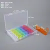 Caixa plástica transparente destacável de 28 e 56 compartimentos para armazenar peças de celular, miçangas para nail art, anzóis de pesca e outros itens pequenos; organizador de mesa com múltiplos compartimentos