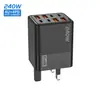 Cargador brillante de 240W 4USB+4PD cabezal de carga para teléfono móvil multipuerto adaptador de corriente 5V2A12W venta al por mayor