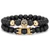 Pulsera con cuentas de piedra esmerilada y calavera de circonita microincrustada de AliExpress Wish, comercio exterior, joyería directa de fábrica.