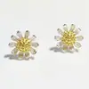 Pendientes de Plata de Ley S925, Pendientes de Girasol y Margarita Modernos y Elegantes, Pendientes de Joyería de Plata Exquisitos al por Mayor Estilo Coreano