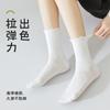 Calcetines con orejas de madera para mujer, calcetines de tubo sin hueso, primavera y verano, calcetines de encaje en blanco y negro puro con pequeños zapatos de cuero, medias de algodón