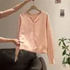 Otoño Amarillo Dopamina Cuello Redondo Manga Larga Tejido para Mujer Otoño/Invierno Nuevo Estilo con Bufanda Delgado Estilo Perezoso Top