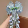 Princesa do Vale do Lírio Estilo Lolita Saia Bufante com Laço Oversized Acessório de Cabelo, Ornamento de Cabelo Fresco Estilo Floresta Primavera e Verão