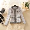 Primavera 2023 Nueva Moda Femenina Socialité Corto Combinable Elegante Estilo Chanel Top de Lana Abrigo Tweed Cárdigan de Mujer