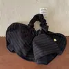 Goma para el pelo de doble capa a rayas estilo francés para mujer, de alta gama, temperamento perezoso, cuerda para el pelo de commuting, scrunchie para coleta o moño