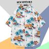 Camisa de Manga Corta Estilo Hong Kong Vintage Retro Pintura al Óleo para Hombre Tendencia Costera Camisa Floral Holgada para Pareja Guapa Chaqueta