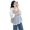 Nueva Camisa de Otoño para Maternidad 2026 con Volantes y Lunares, Manga Larga, Estilo Babydoll para Mujeres Embarazadas