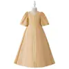 Vestido de Noche de Comercio Exterior 2026 para Niñas Pequeñas, Vestido con Estampado Dorado y Adornos Florales, Vestido de Princesa para Fiesta de Gala Infantil