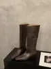 Primeiro Encontro Ji Jian Tou Marrom Botas de Equitação de Cano Médio Calçado Feminino 2026 Nova Primavera Outono Inverno Botas Longas