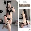 Lingerie sexy Cat Girl quente três pontos pena bonito arco sem costas virilha aberta tentação terno uniforme 81