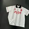 Camiseta de verano estilo americano con estampado, tacto fresco, cuello polo, manga corta, para hombre, casual, holgada, hip-hop, secado rápido, hombro normal