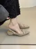 Primer Encuentro Jifa Tacones Altos Franceses Elegantes Verano 2026 Brisa Suave de Noche Malla de Hada Pedrería Tacón Grueso Sandalias de Punta Cerrada