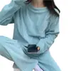 Pijama de coralina para mujer, engrosado para invierno, lindo conjunto de ropa de estar de franela, moderno y holgado, conjunto de cárdigan de manga larga
