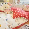 Nuevo Juego de Cuatro Piezas de Algodón Sanrio Kuromi Funda de Edredón Infantil Ropa de Cama para Dormitorio de Estudiantes Juego de Tres Piezas de Algodón Puro