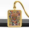 Tangka Dorado Pintado a Mano Parcialmente Pasado y Presente Colgante Tangka Zakhilaam Collar Tangka de Diez Fases Acero de Titanio