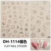 Novos adesivos de arte para unhas 3D planos mais vendidos para comércio exterior transfronteiriço, adesivos de unhas com folha dourada e prateada de sol e lua DH1114