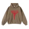 Sudadera con Capucha Estampada Estilo Americano Holgada de Talla Grande, Sudadera Vintage Lavada con Sal de Peso Pesado 420g