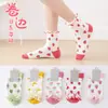 Meias da Moda Estilo Coreano para Mulheres com Meias de Cano Médio com Borda de Cogumelo, Meias de Cano Médio Fofas de Frutas, Meias de Algodão Fofas Estilo Japonês com Desenhos Animados para Mulheres