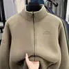 Nueva chaqueta de otoño para hombre joven y de mediana edad, moderna y casual, color liso, cálida, de manga larga, chaqueta de forro polar para hombre de negocios