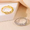 Anillo Minimalista de Cadena con Rombo Abierto Estilo Coreano Moda Femenina Diseño Ins Chapado en Cobre Dorado Joyería de Lujo Ligero de Gama Alta