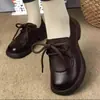 Zapatos Pequeños de Cuero con Cordones para Mamá para Mujer 2026 Otoño Nuevos Suela Gruesa Suela Suave Zapatos de Una Sola Pieza para Personas de Mediana Edad y Mayores Cómodos Versátiles Mocasines