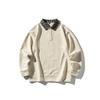 Flyclan Design Americano Costura Xadrez Gola Polo Jaqueta de Primavera e Outono Jaqueta Moletom Masculina Q8923