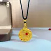 Retenção de Cor Alta Ouro Areia Antigo Flor Dupla Felicidade Janela Pássaro Fênix Pingente para Mulheres com Flor de Peônia Cravejada de Diamante Etiqueta Estilo Nacional Paz