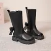 Botas de Cuero de Media Caña de Moda para Niñas 2026 Otoño/Invierno Nuevo Estilo Lazo Estilo Princesa Botas Largas Suela Suave Antideslizante Moda Botas para Niños