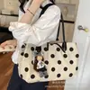 Bolsa tote fashion de poá de grande capacidade, 2026 item mais vendido para mulheres, bolsa de ombro simples coreana nova e popular para o dia a dia