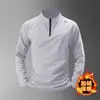 Camiseta Esportiva Masculina de Manga Longa para Fitness, Solta, Secagem Rápida, Meio Zíper, Estilo Americano, para Corrida, Treinamento de Basquete, Outono/Inverno