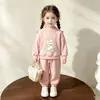 Conjunto de Niña de Comercio Exterior 2026 Nuevo Estilo Coreano Moda Infantil Casual de Moda Sudadera y Pantalón Jogger Conjunto de Dos Piezas