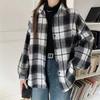 Camisa de Cuadros Informal Versátil de Longitud Media Estilo Coreano Suelta Cepillada Otoño/Invierno 2025 Retro Perezoso