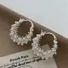 Brincos Argola Flor Cesta de Metal Vazados Fogos de Artifício Estilo Francês para Mulheres, Luxo Leve, Moda de Alta Qualidade, Brincos Versáteis